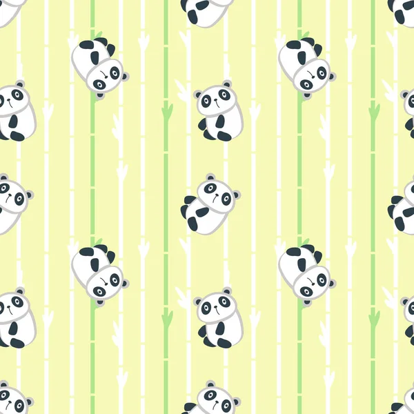 Vektor varrat nélküli mintát aranyos kis panda — Stock Vector