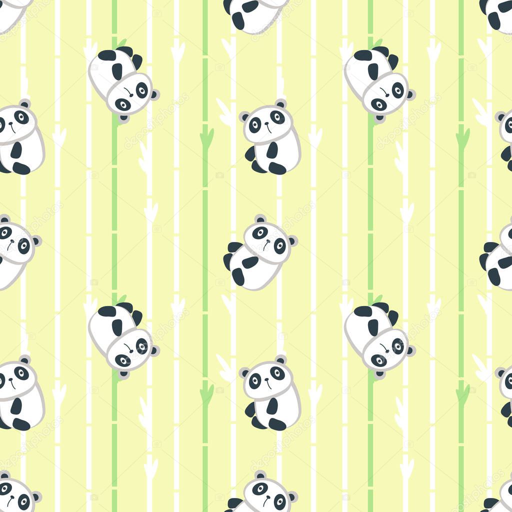 Vector seamless pattern with cute little panda