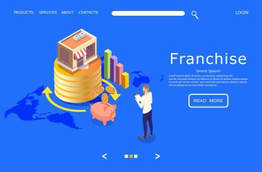Franchise vektör Web sitesi açılış sayfası tasarım şablonu