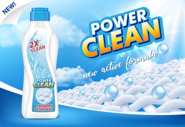 Sıvı Çamaşırhane deterjan reklam vektör gerçekçi çizim