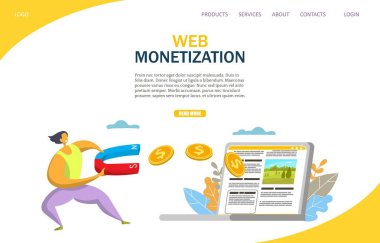 Web para kazanma vektör Web sitesi açılış sayfası tasarım şablonu