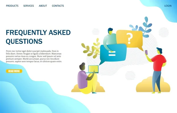 Faq vektor website landung seite design template — Stockvektor