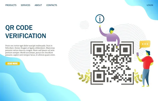 Modèle de conception de page de destination de site Web vectoriel de vérification de code QR — Image vectorielle