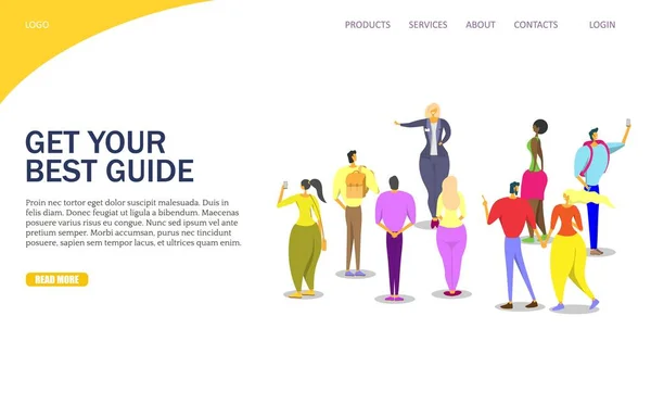 Tour guide vector website landing paginasjabloon — Stockvector