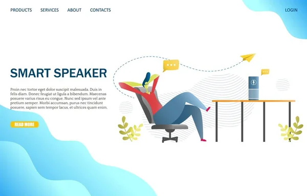 Slimme speaker vector website landing pagina ontwerpsjabloon — Stockvector