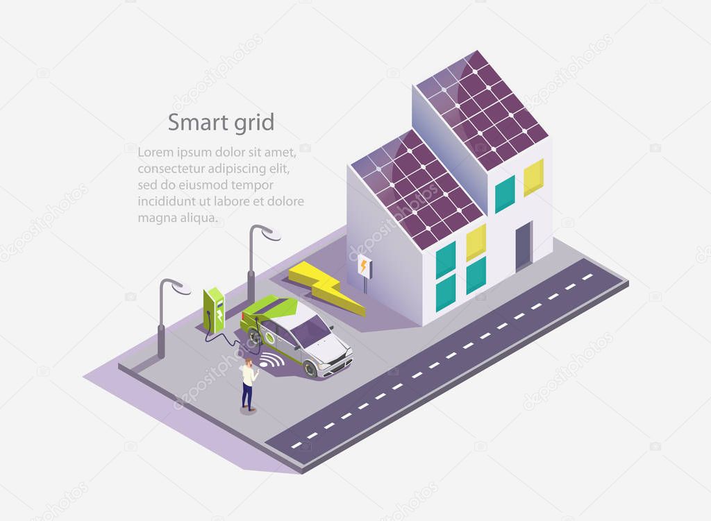 Smart grid vector web site banner template