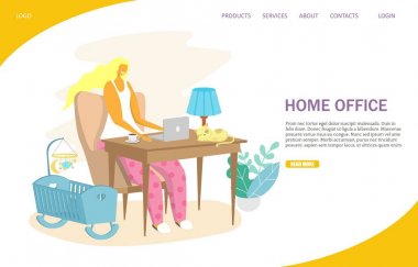 Home ofis vektör web sitesi açılış sayfası tasarım şablonu