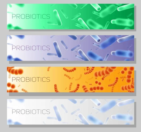 프로바이오틱스 벡터 수평 웹 배너 템플릿 세트 — 스톡 벡터