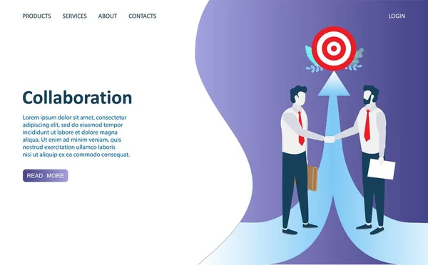 Zusammenarbeit Vektor Website Landing Page Design-Vorlage — Stockvektor