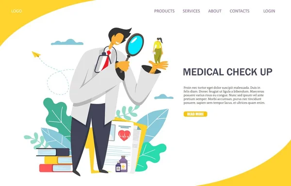 Medische check-up vector website landing page ontwerpsjabloon — Stockvector