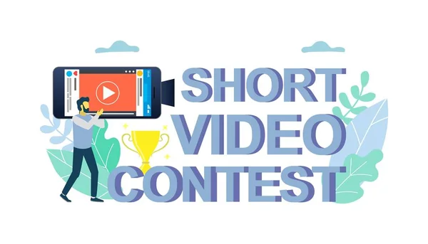 Concurso de vídeo curto móvel vetor conceito para banner web, página do site —  Vetores de Stock