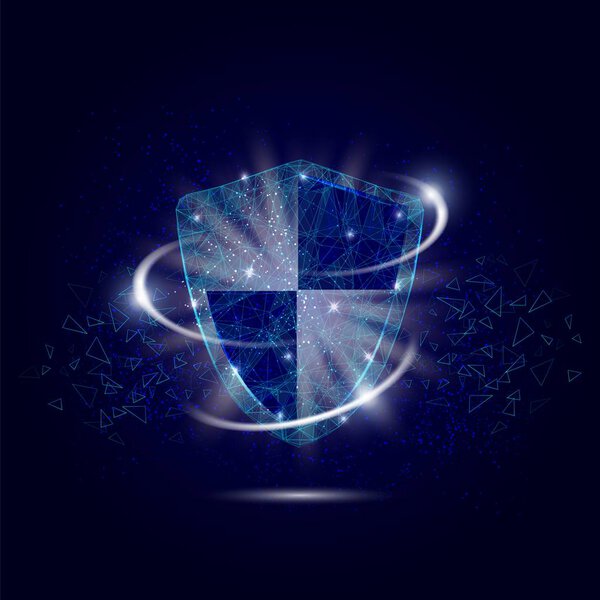 Защитный щит, векторная иллюстрация в стиле полигонального искусства
