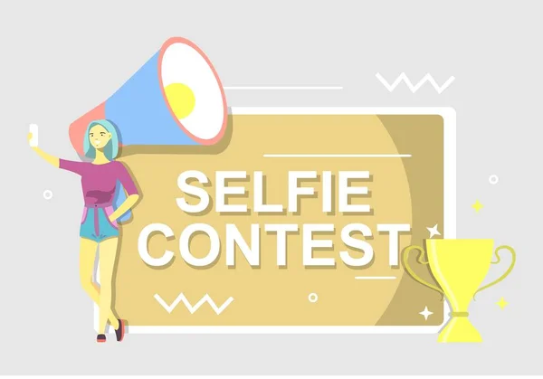 Selfie concurso póster, vector plano estilo diseño ilustración — Vector de stock