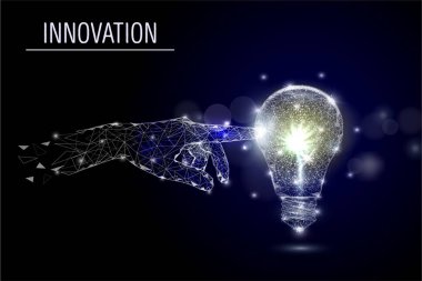 İş inovasyonu, vektör çokgen sanat stili illüstrasyon