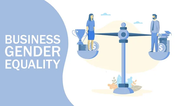 Business gender equality vector concept web banner, pagina web — Vettoriale Stock