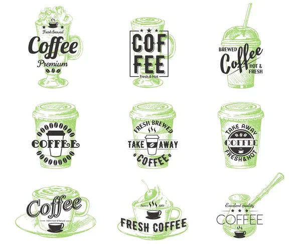 Vector set of vintage coffee badges labels logos — Stock Vector