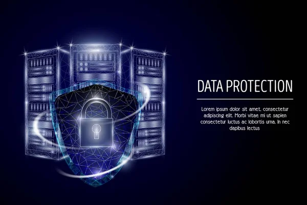 Proteção de dados, vetor ilustração estilo arte poligonal — Vetor de Stock