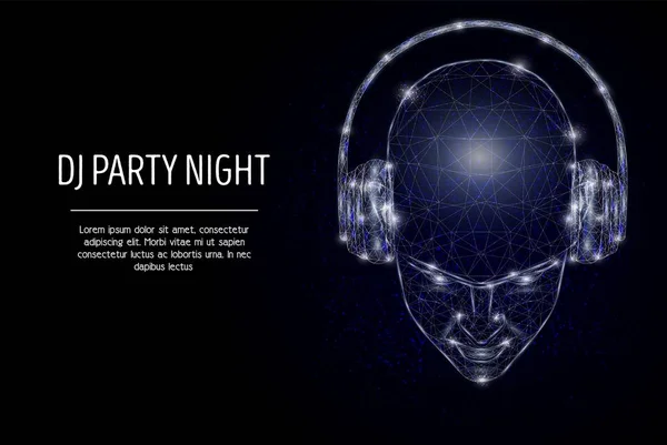 DJ Party Night, vektor månghörnigt konst stil illustration — Stock vektor
