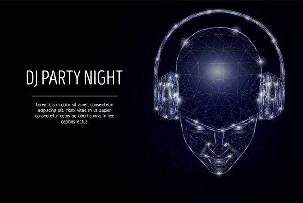 Dj party night, vektor polygonal art style illustration — Stockvektor