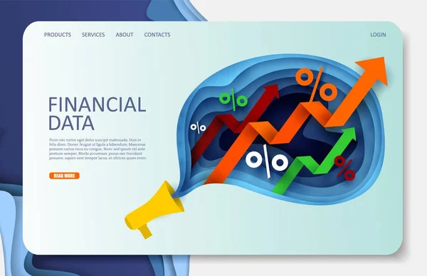 Modelo de design de landing page de site de vetor de dados financeiros —  Vetores de Stock