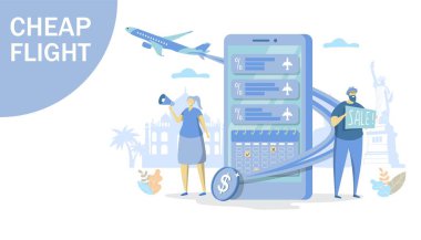 Web banner, web sitesi sayfası için ucuz uçuş vektör kavramı