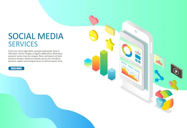 Social Media Dienstleistungen Vektor Web Banner Design-Vorlage — Stockvektor