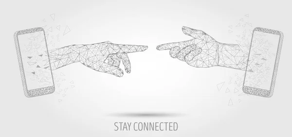 Restez connecté, illustration vectorielle de style d'art polygonal — Image vectorielle