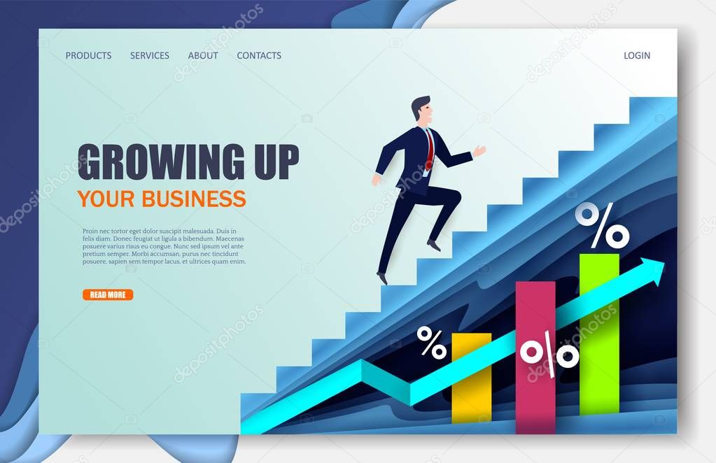 Growing company vector website landing page design template