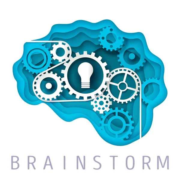 Brainstorm Concept, vektor illustration i papperskonst stil — Stock vektor