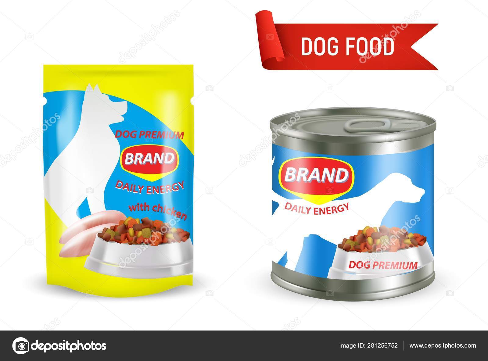 Download Dog Food Package Mockup Set Vector Illustration Vector Image By C Siberianart Vector Stock 281256752
