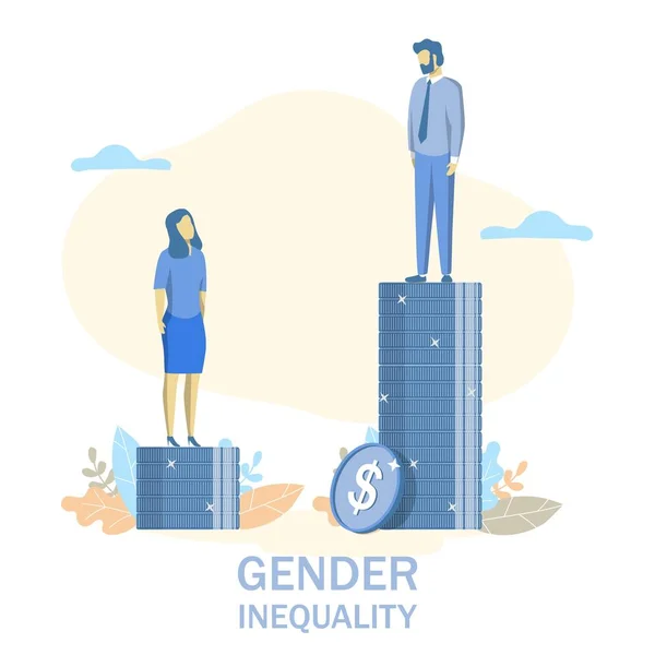 Ketidaksetaraan gender, gaya gambar desain vektor datar - Stok Vektor