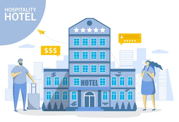 All Inclusive Hotel, wektor płaski projekt stylu ilustracji — Wektor stockowy