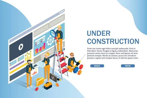 Under construction website page, web banner vector template — Stock Vector