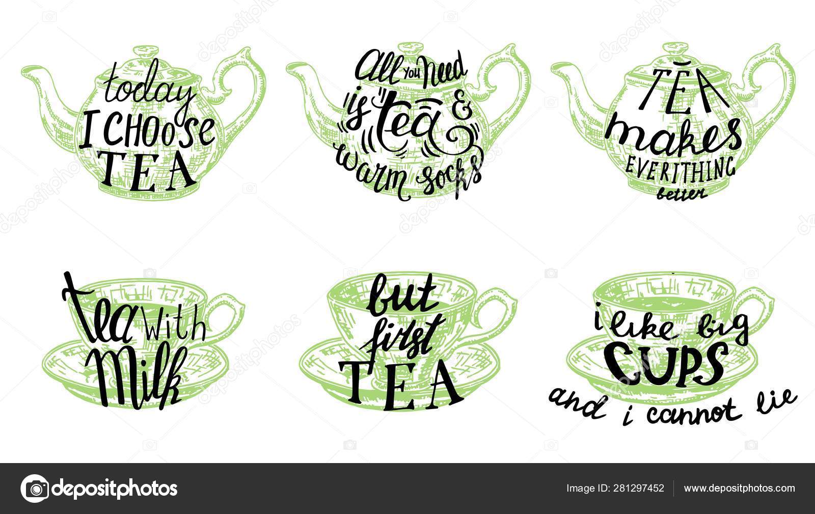 Tee Zitate Schrift, Vektorillustration Stock