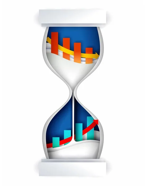 Pojem investiční koncepce času – ilustrace ve stylu papírové grafiky — Stockový vektor