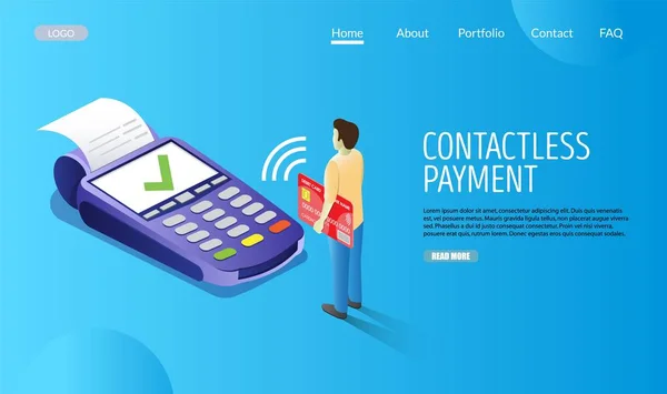 Contactless payment vector website landing page design template