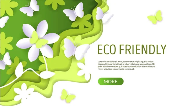 환경 친화적 인 벡터 웹 사이트 방문 페이지 디자인 템플릿 — 스톡 벡터