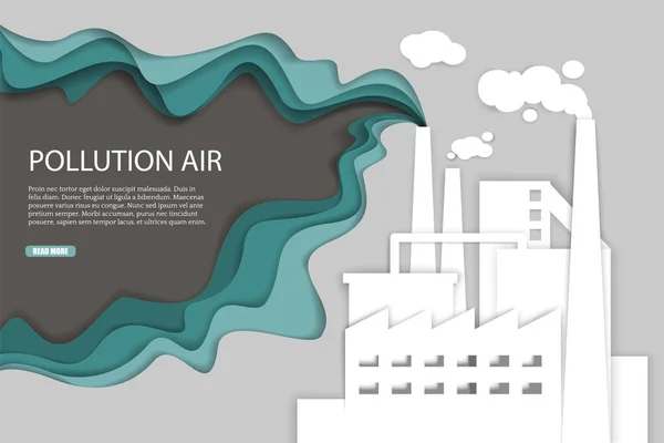 Plantilla de banner de web de aire de contaminación, ilustración de corte de papel vectorial — Archivo Imágenes Vectoriales