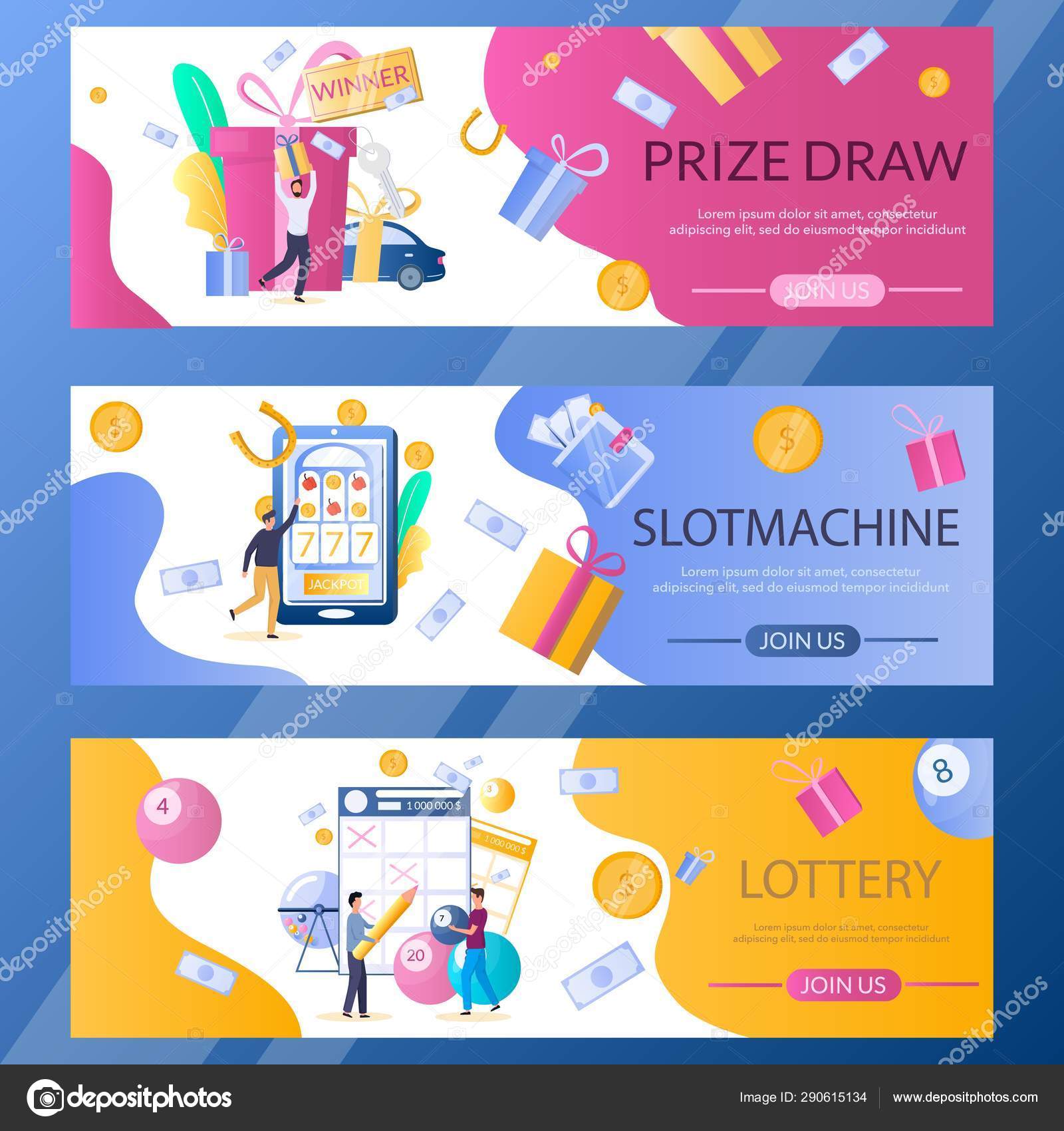 Lottery web banner template set, vector illustration Stock Vector Intended For Science Fair Banner Template