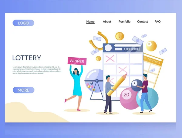 Lotterie Vektor Website Landing Page Design-Vorlage — Stockvektor