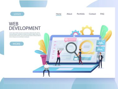Web geliştirme vektör web sitesi açılış sayfası tasarım şablonu