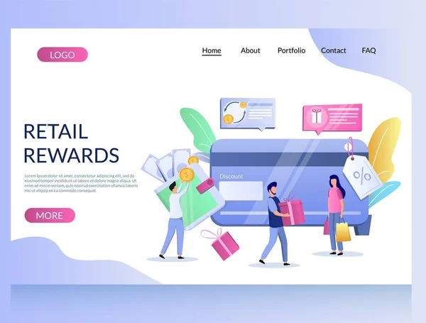 Retail Rewards Vector webbplats målsida designmall — Stock vektor