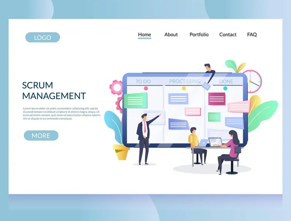 Scrum Management vector website bestemmingspagina ontwerpsjabloon — Stockvector