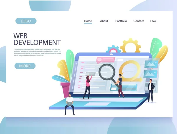 Πρότυπο σχεδίασης σελίδας προορισμού ιστοσελίδας φορέα ανάπτυξης Web — Διανυσματικό Αρχείο