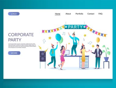 Kurumsal parti vektör web sitesi açılış sayfası tasarım şablonu