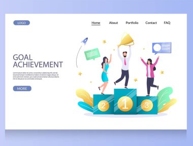 Hedef başarı vektör Web sitesi açılış sayfası tasarım şablonu