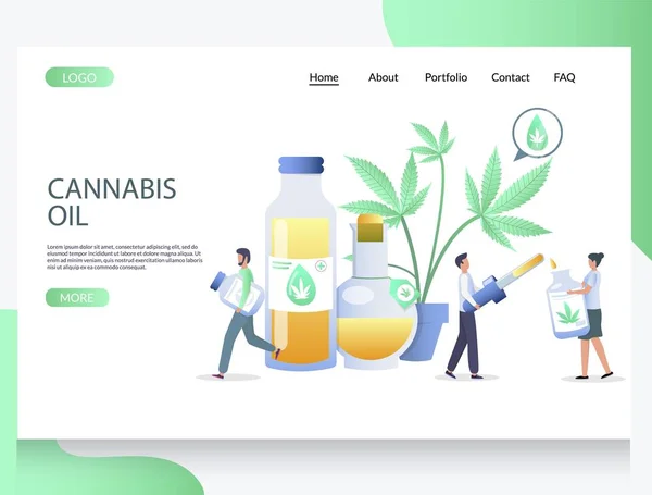 Plantilla de diseño de página de destino del sitio web del vector de aceite de cannabis — Vector de stock