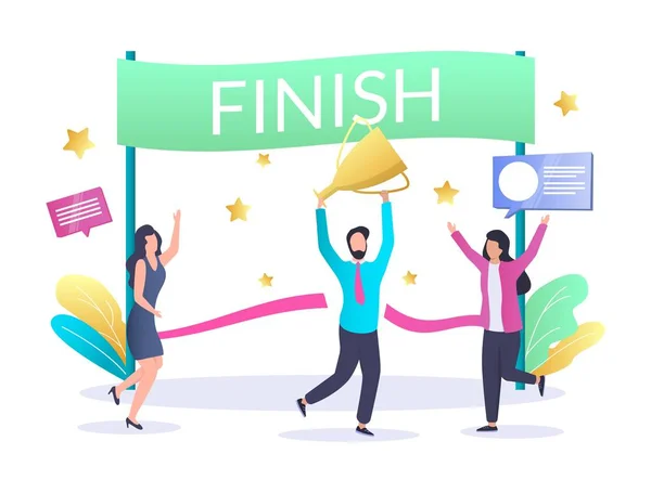 Finish line businessman vector concept for web banner, website page