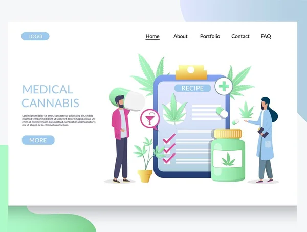 Modelo de design de landing page de site de vetor de cannabis medicinal —  Vetores de Stock