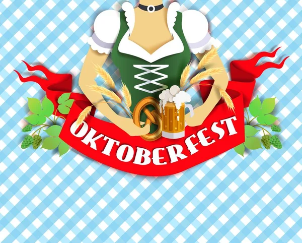 Октоберфест, баннер фестиваля пива, векторный шаблон плаката — стоковый вектор